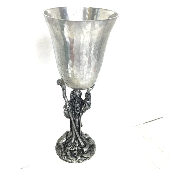 Ballena Bay Hand Crafted Pewter Art Wizard Goblet Cup 8” Vtg